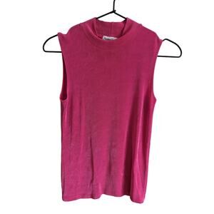 Vintage 1980s Christine Gerard Womens Sz L Bright Pink Sleeveless Blouse